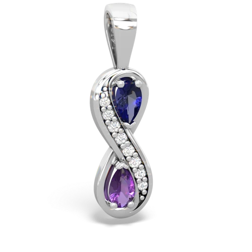 lab sapphire-amethyst keepsake infinity pendant