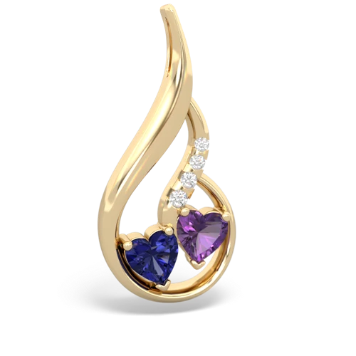 lab sapphire-amethyst keepsake swirl pendant