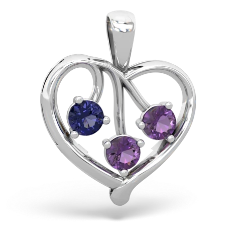 lab sapphire-amethyst love heart pendant