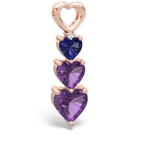 lab sapphire-amethyst three stone pendant