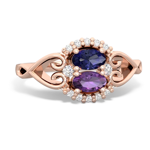Lab Sapphire Lab Created Sapphire with Genuine Amethyst Love Nest ring Ring