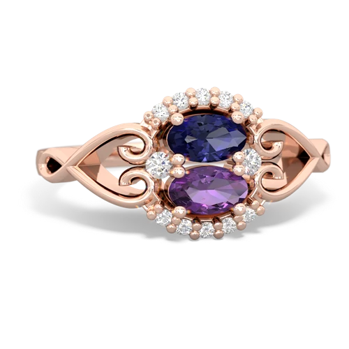 lab sapphire-amethyst antique keepsake ring