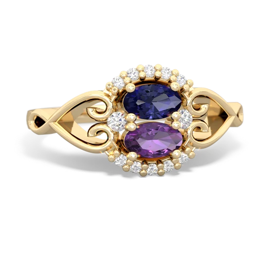 lab sapphire-amethyst antique keepsake ring