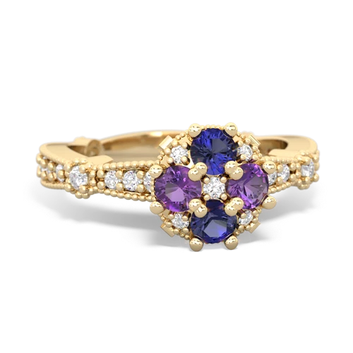 Lab Sapphire Lab Created Sapphire with Genuine Amethyst Milgrain Antique Style ring Ring