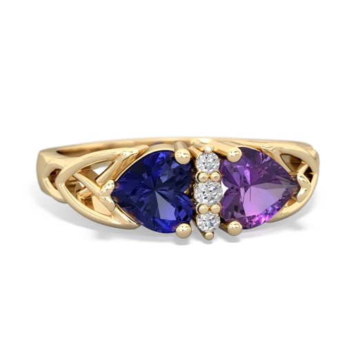 Lab Sapphire Lab Created Sapphire with Genuine Amethyst Celtic Trinity Knot ring Ring