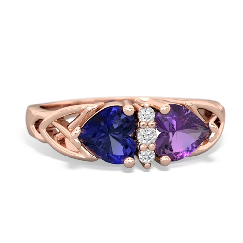 lab sapphire-amethyst celtic ring