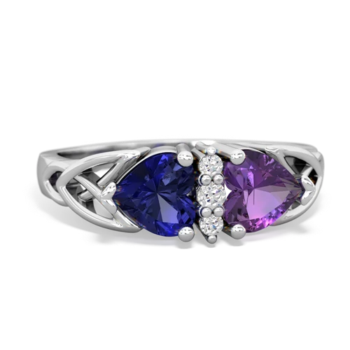 lab sapphire-amethyst celtic ring