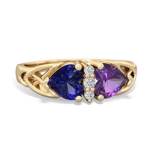 lab sapphire-amethyst celtic ring