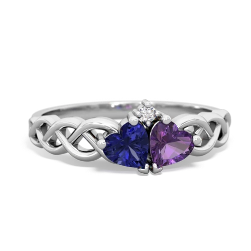 Lab Sapphire Lab Created Sapphire with Genuine Amethyst Heart to Heart Braid ring Ring