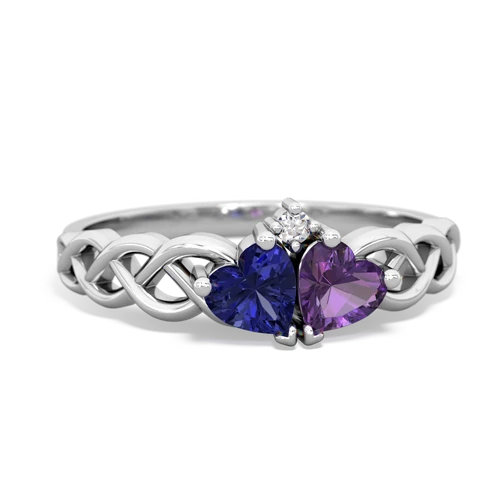 lab sapphire-amethyst celtic braid ring