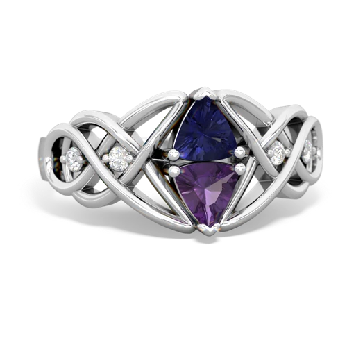 lab sapphire-amethyst celtic knot ring