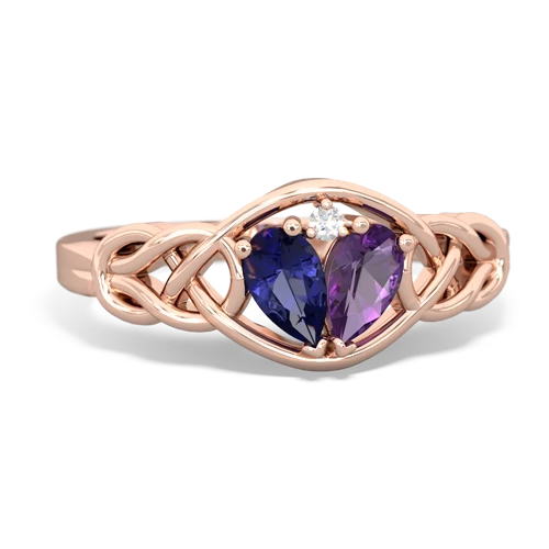 Lab Sapphire Lab Created Sapphire with Genuine Amethyst Celtic Love Knot ring Ring