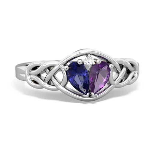 lab sapphire-amethyst celtic knot ring