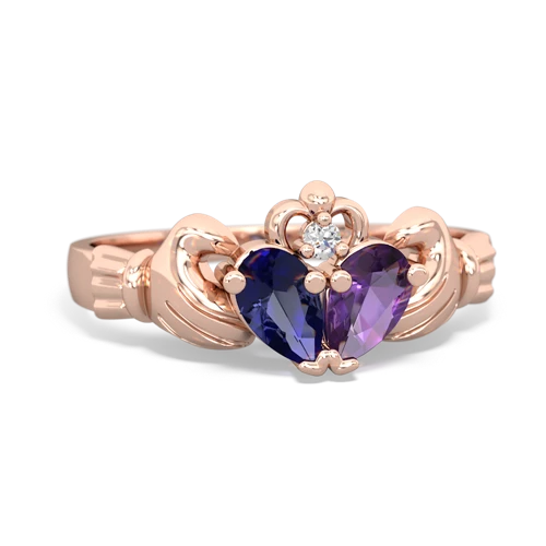 Lab Sapphire Lab Created Sapphire with Genuine Amethyst Claddagh ring Ring
