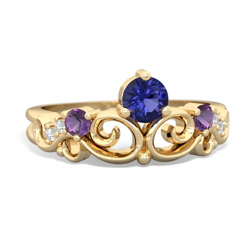 Lab Sapphire Lab Created Sapphire with Genuine Amethyst and  Crown Keepsake ring Ring