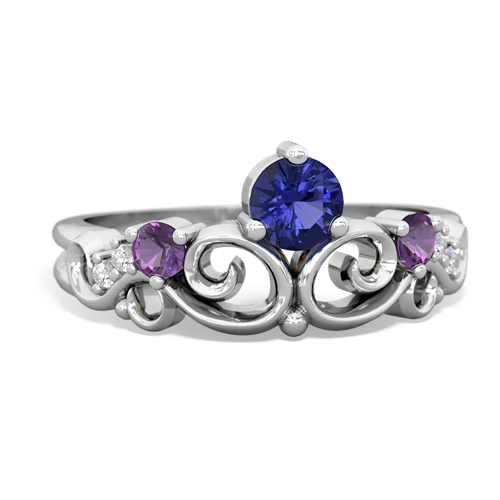 lab sapphire-amethyst crown keepsake ring