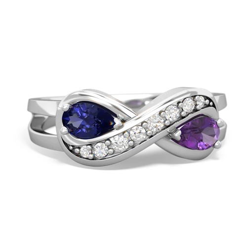 lab sapphire-amethyst diamond infinity ring