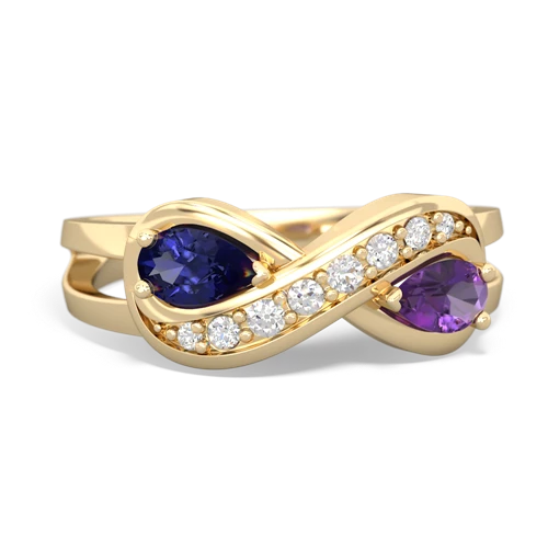 lab sapphire-amethyst diamond infinity ring