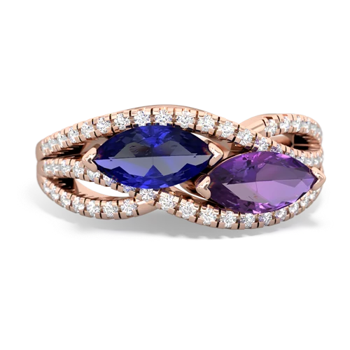 Lab Sapphire Lab Created Sapphire with Genuine Amethyst Diamond Rivers ring Ring