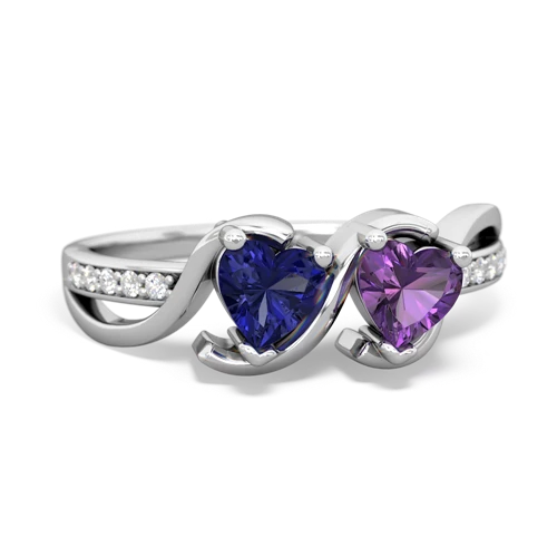 Lab Sapphire Lab Created Sapphire with Genuine Amethyst Side by Side ring Ring
