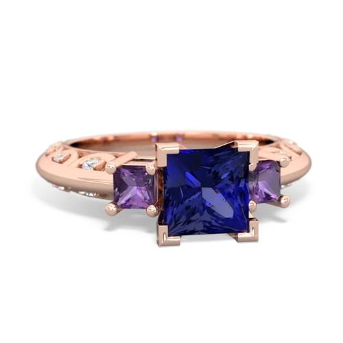 Lab Sapphire Lab Created Sapphire with Genuine Amethyst and  Art Deco ring Ring