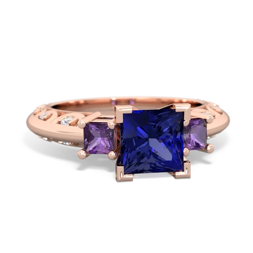 lab sapphire-amethyst engagement ring