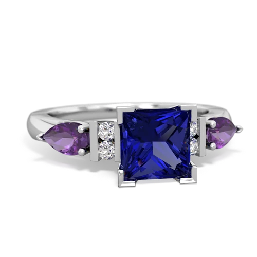 Lab Sapphire Lab Created Sapphire with Genuine Amethyst and  Engagement ring Ring