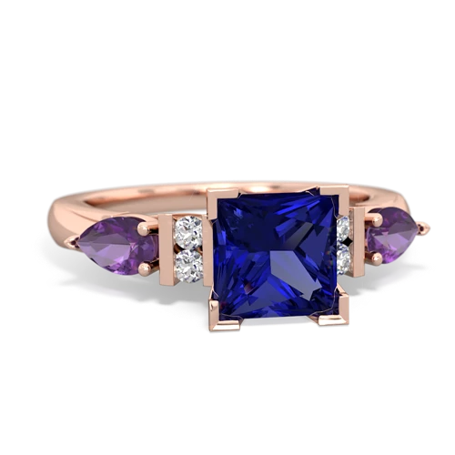 lab sapphire-amethyst engagement ring