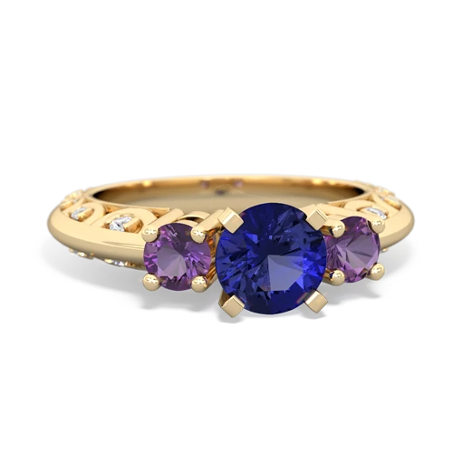 Lab Sapphire Lab Created Sapphire with Genuine Amethyst Art Deco ring Ring