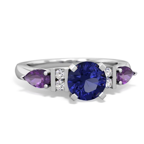 Lab Sapphire Lab Created Sapphire with Genuine Amethyst and  Engagement ring Ring