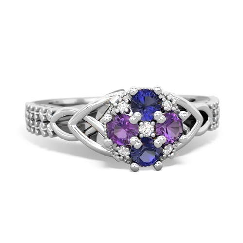 Lab Sapphire Lab Created Sapphire with Genuine Amethyst Celtic Knot Engagement ring Ring