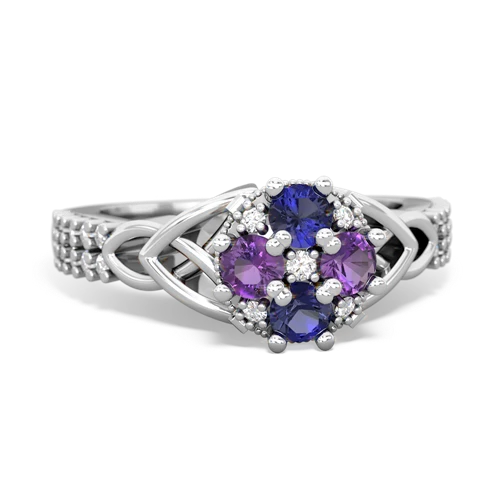 lab sapphire-amethyst engagement ring