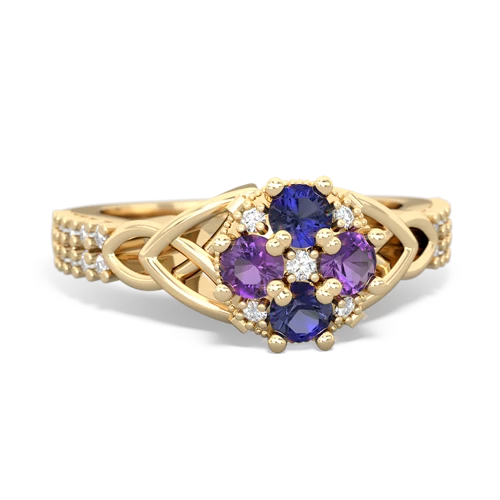 lab sapphire-amethyst engagement ring