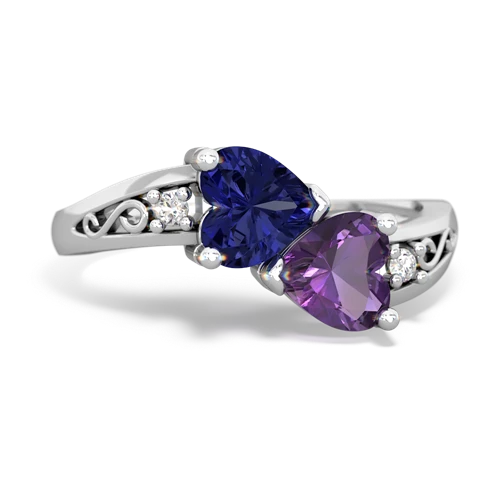 lab sapphire-amethyst filligree ring