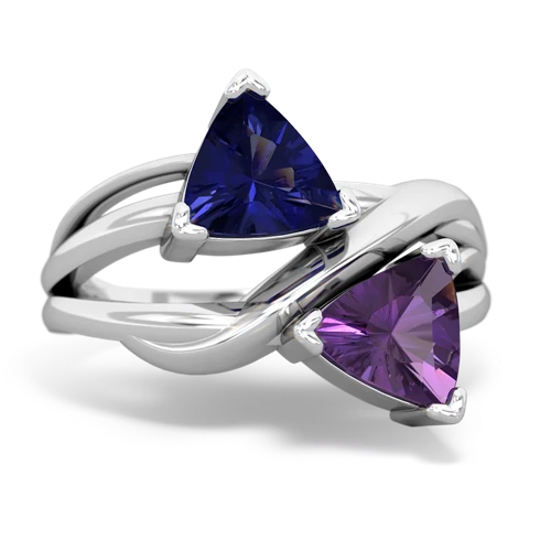 Lab Sapphire Lab Created Sapphire with Genuine Amethyst Split Band Swirl ring Ring