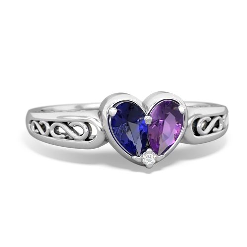 lab sapphire-amethyst filligree ring