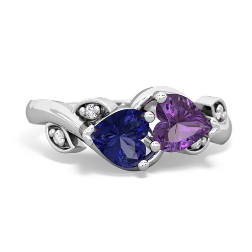 Lab Sapphire Lab Created Sapphire with Genuine Amethyst Floral Elegance ring Ring