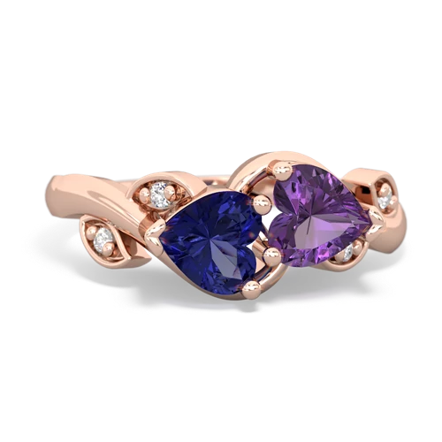 lab sapphire-amethyst floral keepsake ring