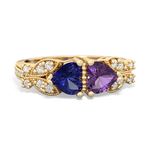 Lab Sapphire Lab Created Sapphire with Genuine Amethyst Diamond Butterflies ring Ring