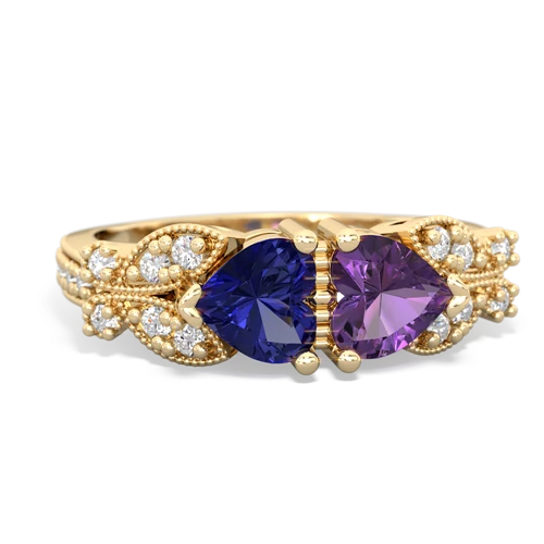 lab sapphire-amethyst keepsake butterfly ring