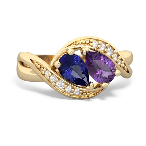 lab sapphire-amethyst keepsake curls ring