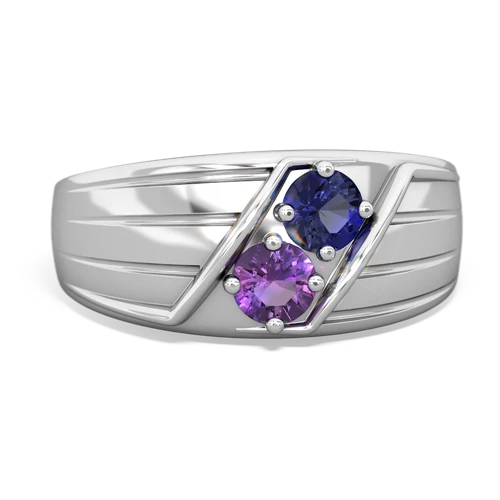 lab sapphire-amethyst mens ring