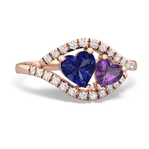 lab sapphire-amethyst mother child ring