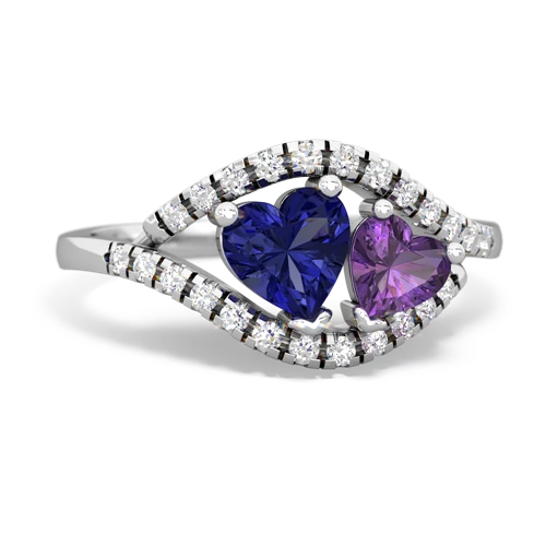 Lab Sapphire Lab Created Sapphire with Genuine Amethyst Mother and Child ring Ring