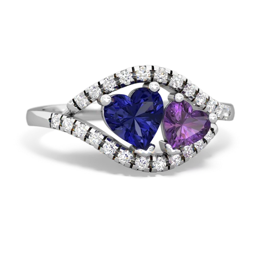 lab sapphire-amethyst mother child ring