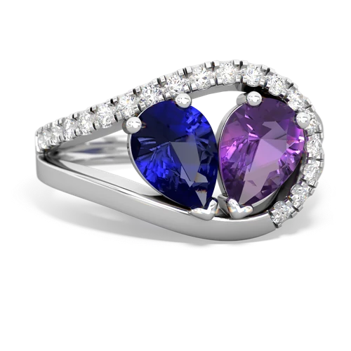 Lab Sapphire Lab Created Sapphire with Genuine Amethyst Nestled Heart Keepsake ring Ring