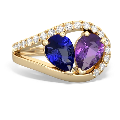 lab sapphire-amethyst pave heart ring