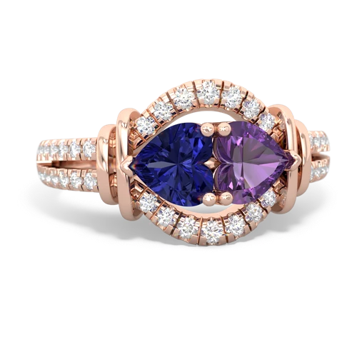 lab sapphire-amethyst pave keepsake ring