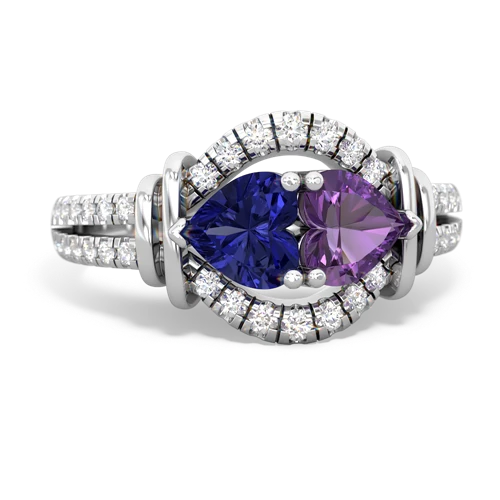 lab sapphire-amethyst pave keepsake ring