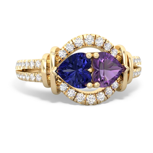 lab sapphire-amethyst pave keepsake ring